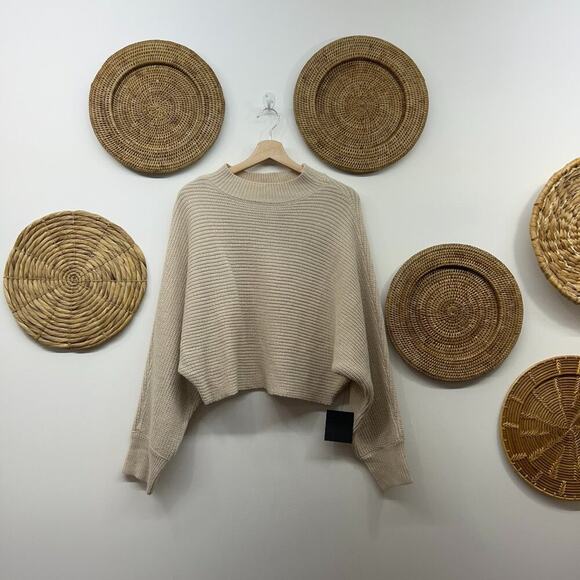 Lulus Sweaters - NEW Lulus Beige Cream Neutral Minimalist Dolman Sleeve Oversized Knit Sweater XL